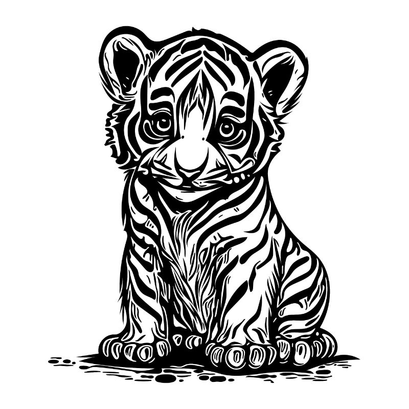 Cute little tiger with elegant striped pattern