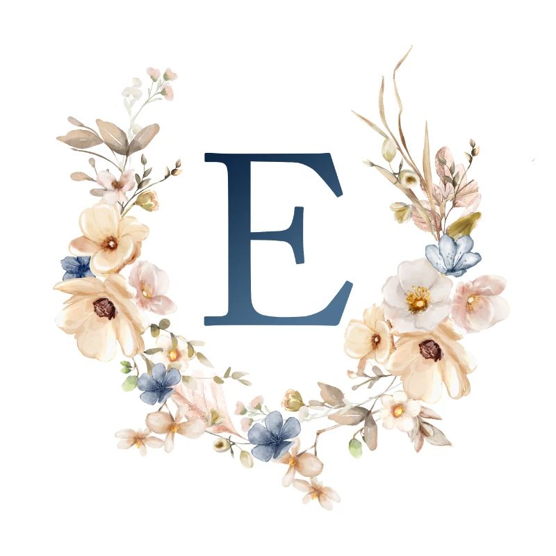 E monogramme, Floral, Boho