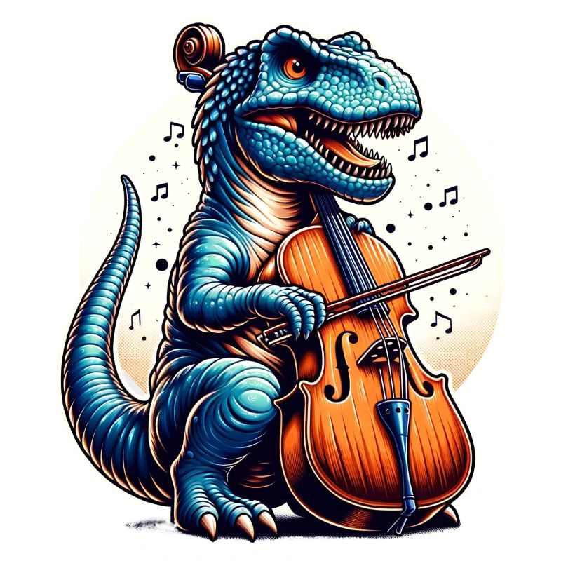Cool Dino Cellist Violin Classical