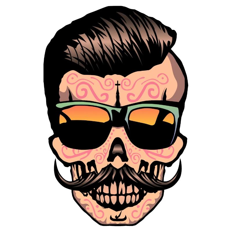Mexican hipster skull skull skull mustache