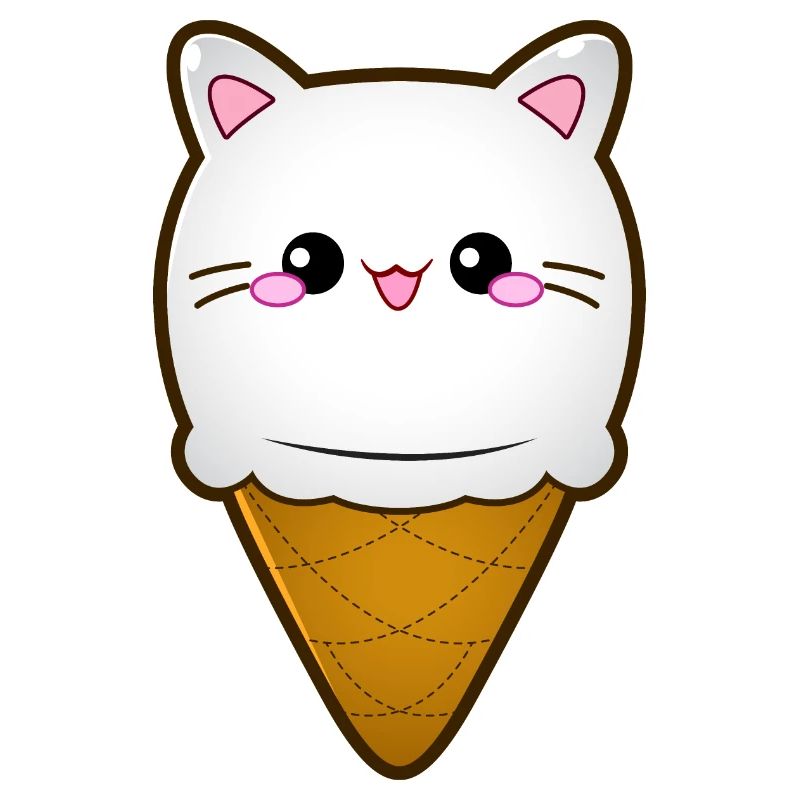 Crème glacée Chat Crème glacée Chat glace Boule de crème glacée à la vanille