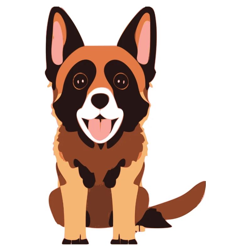Cute Beautiful Chibi Dog German Shepherd