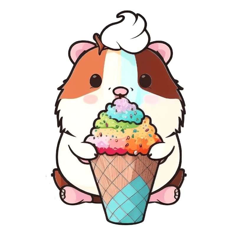 Petit hamster avec de la glace colorée