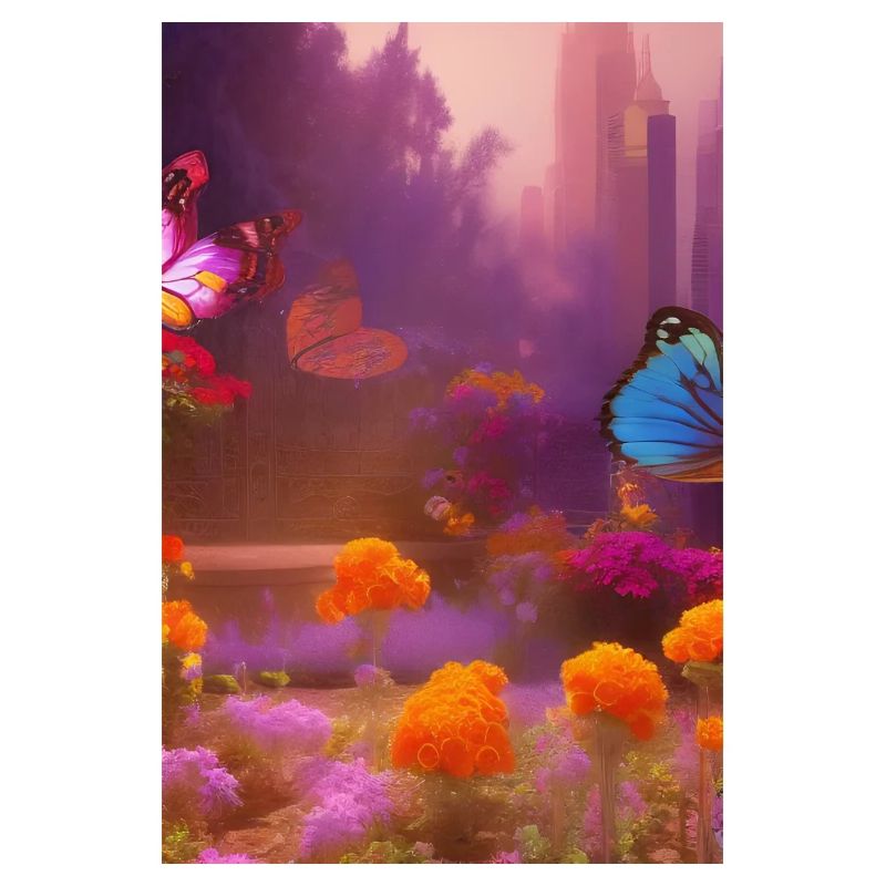 Fleurs et papillon