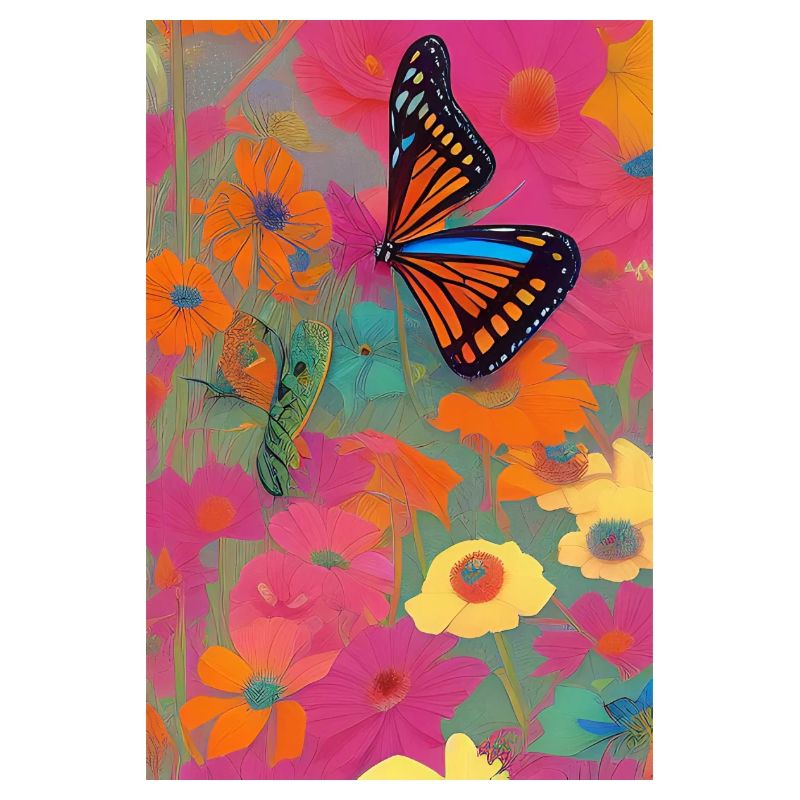 Fleurs et papillon