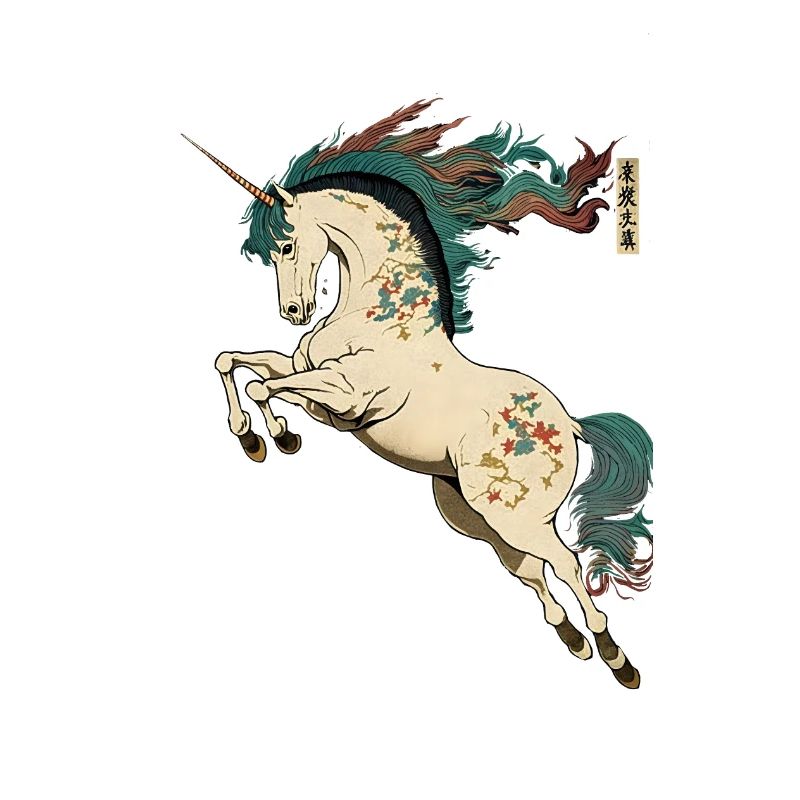 Unicorn in ukiyo-e style