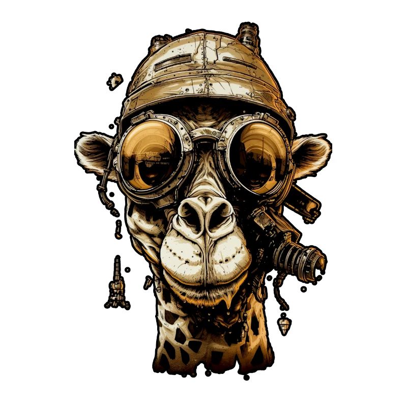 Pilot fun giraffe with glasses on his forhead
