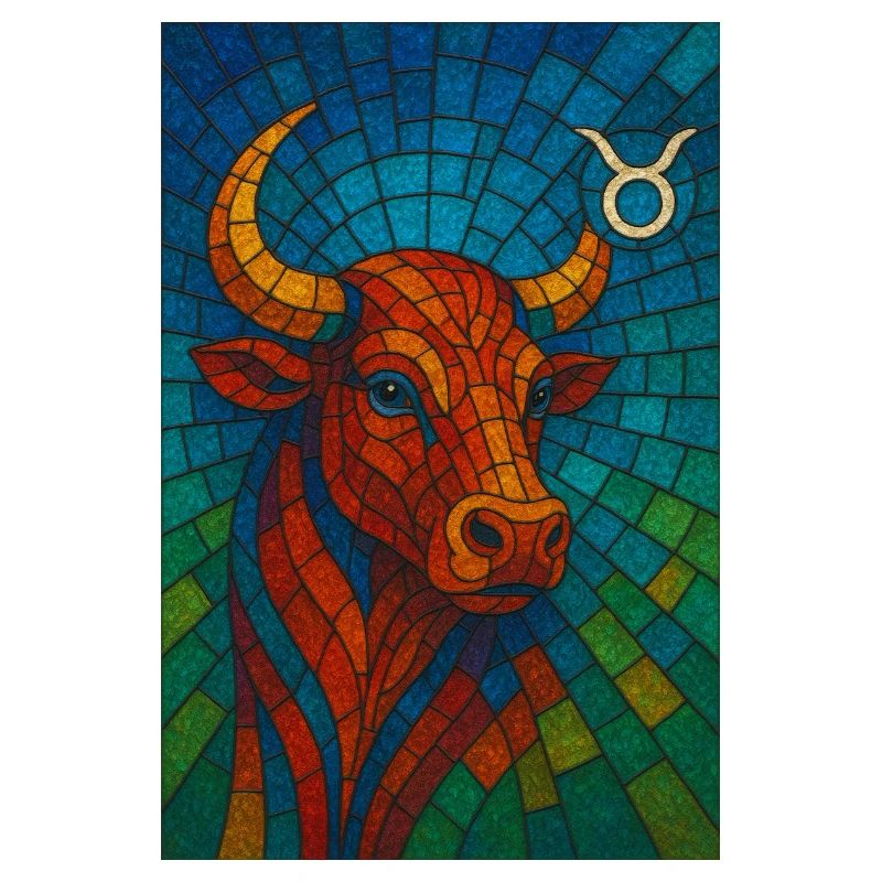 Taurus Stier – Buntes Glasmosaik Sternzeichen