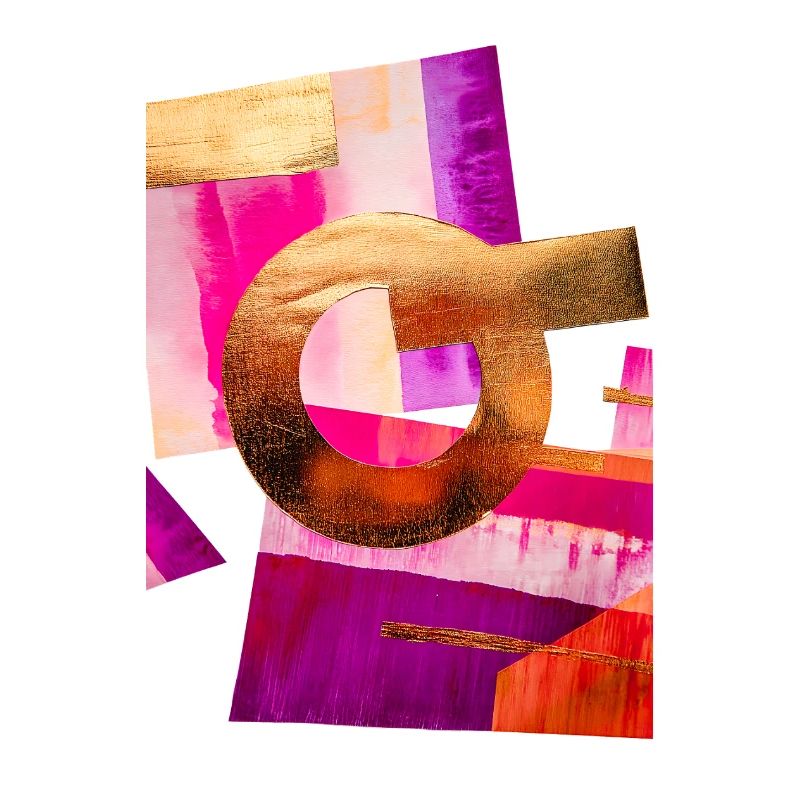 Design abstrait avec doré, rose et violet
