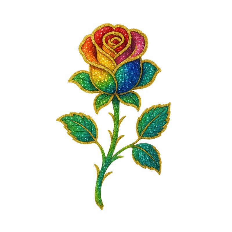 Rainbow Glitter Rose Design