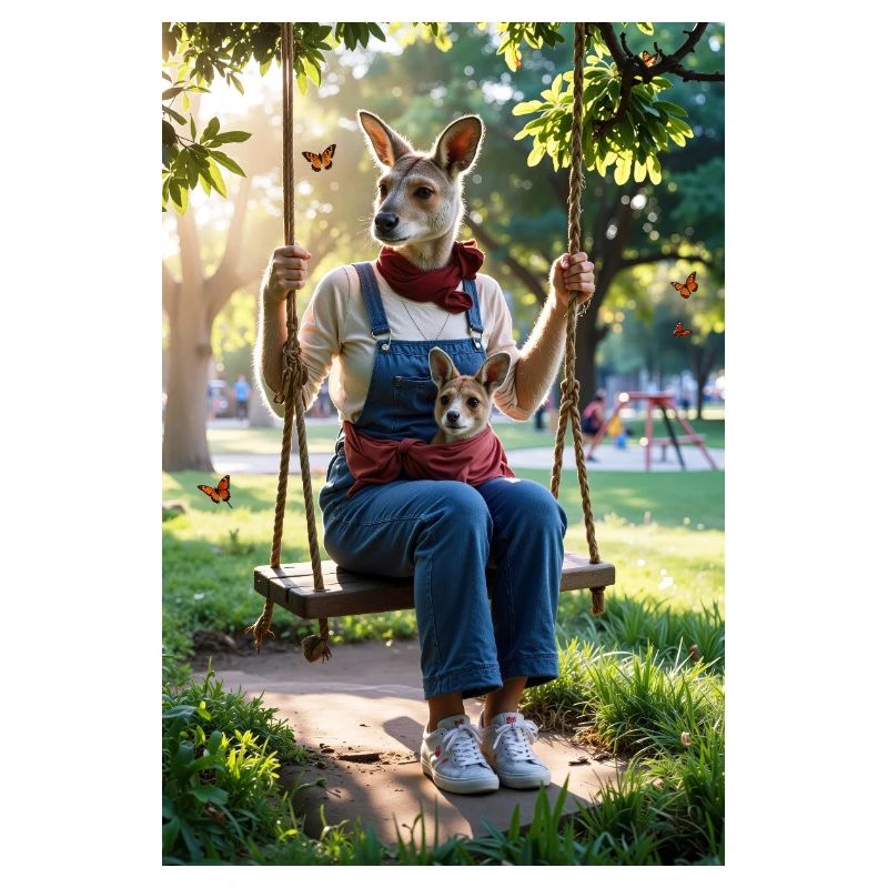 Humanoid Kangaroo on Swing