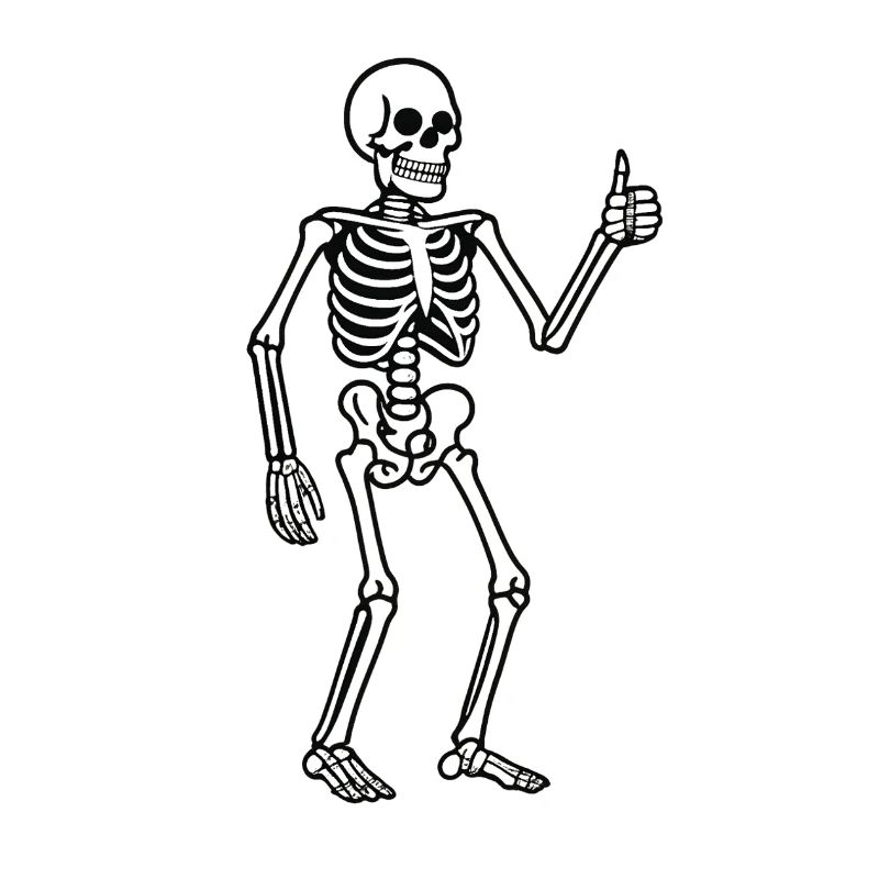 Glowing skeleton in retro style