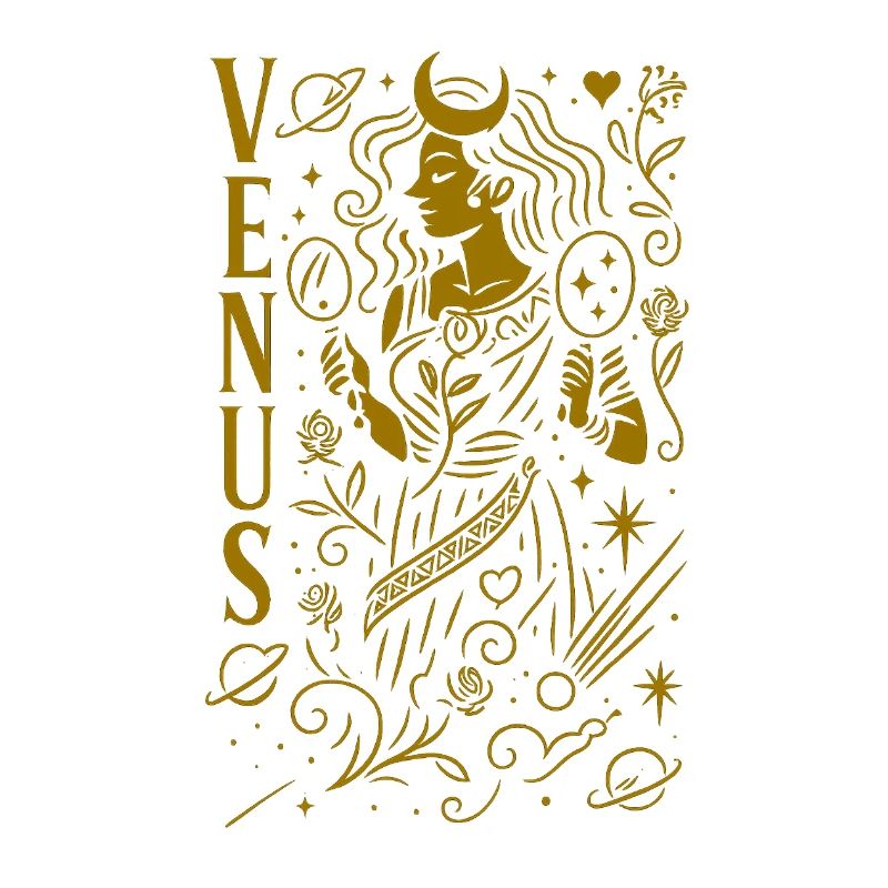 Venus Celestial Line Art Goddess