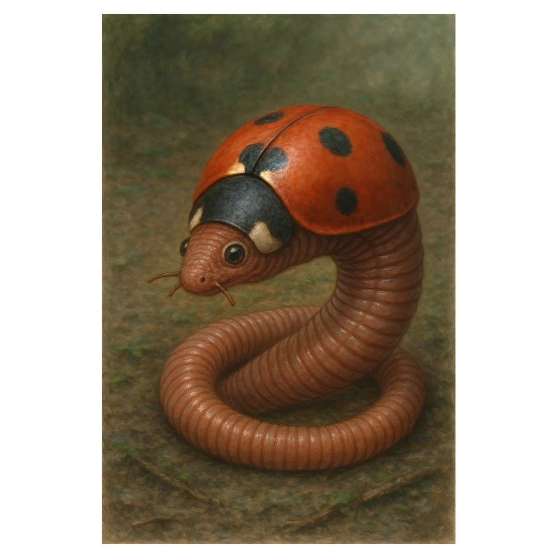 Ladybug and earthworm
