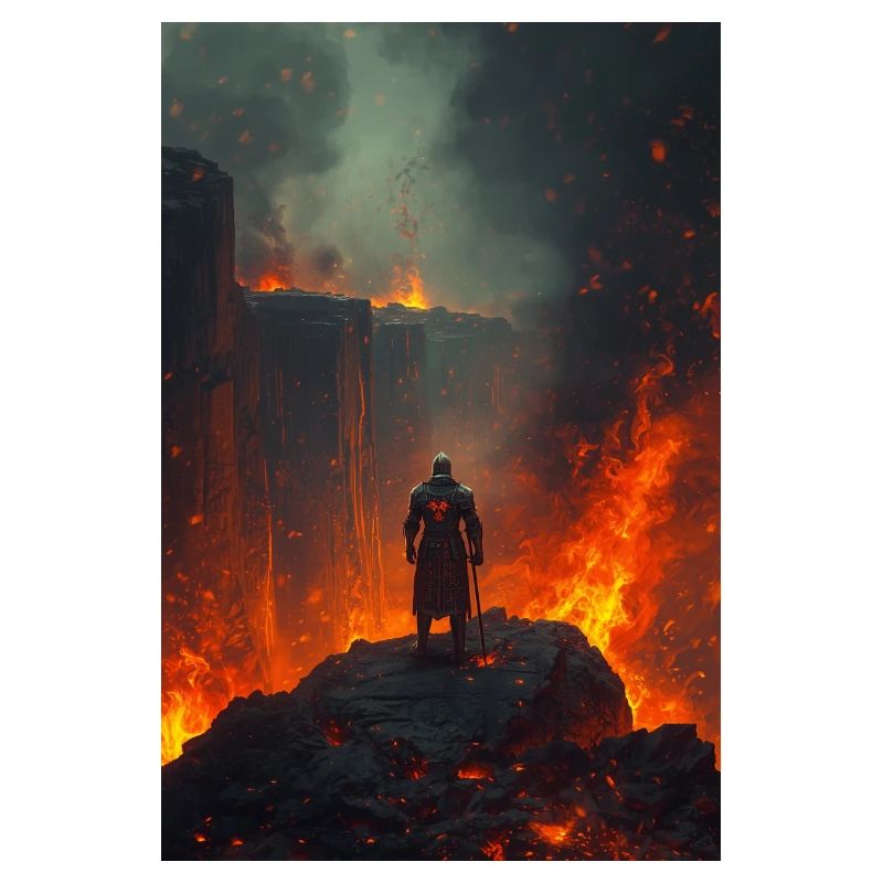 Flammender Ritter am Lavafeld