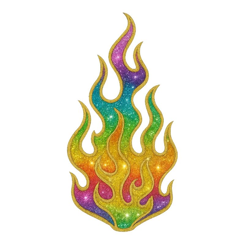Rainbow Flames Glitter