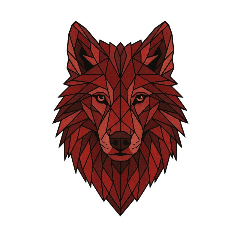 Red Geometric Wolf