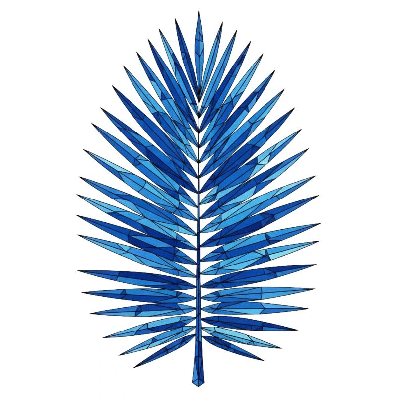 Blue Geometry Palm Leaf