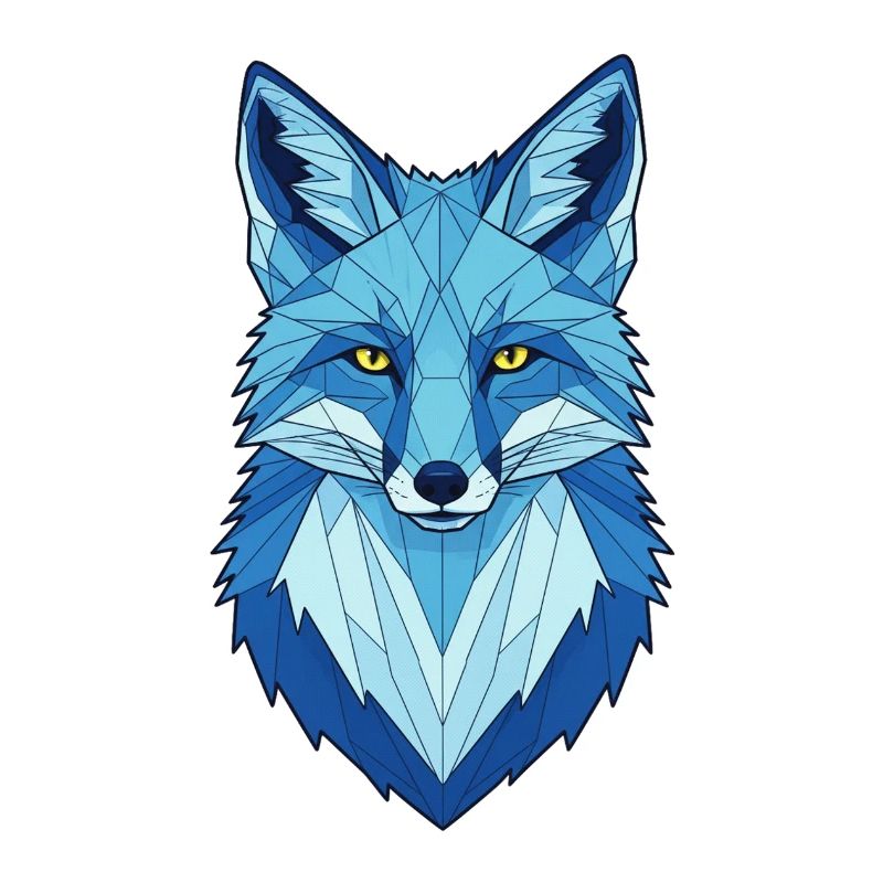 Blauer Geometrischer Wolfkopf