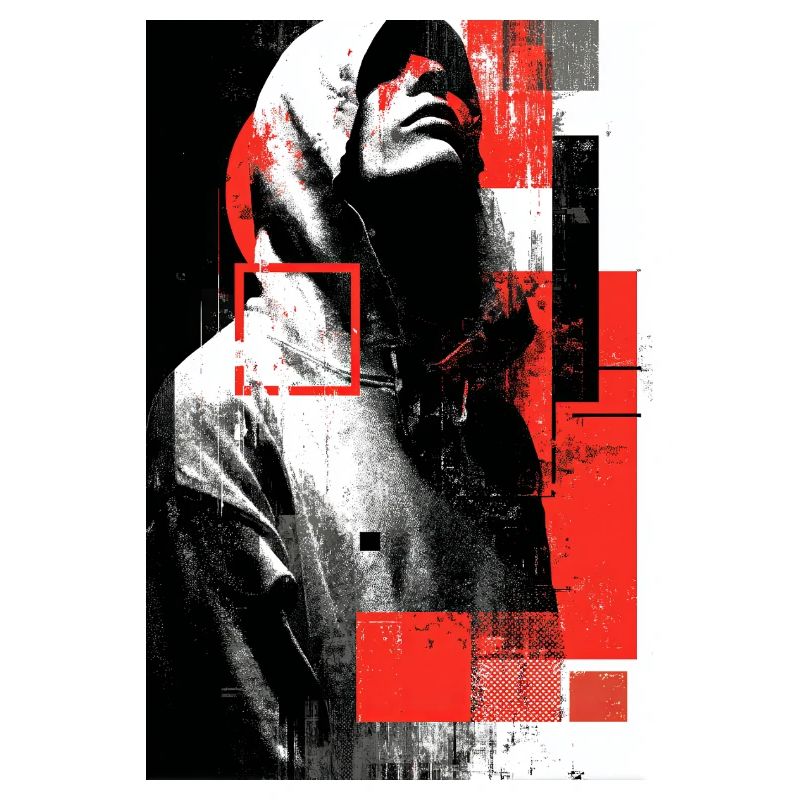 Glitch face in red gloss