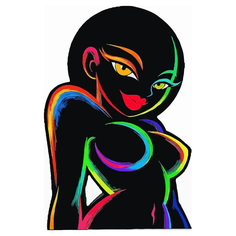 Neon Rainbow Silhouette