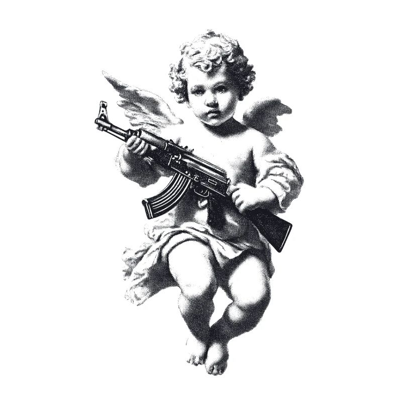 Engel mit Gewehr Silhouette