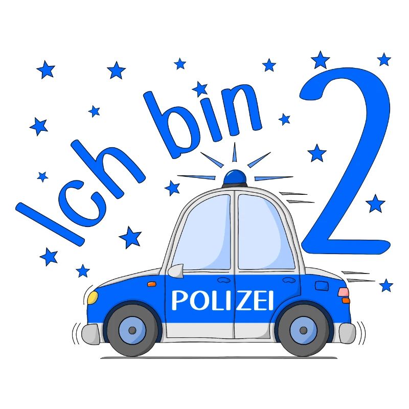 Polizeiauto Ich bin 2 Geburtstag Blau