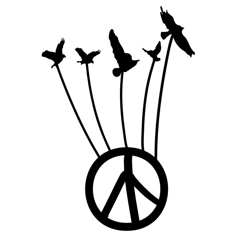 Peace-Zeichen mit fliegenden Vögeln
