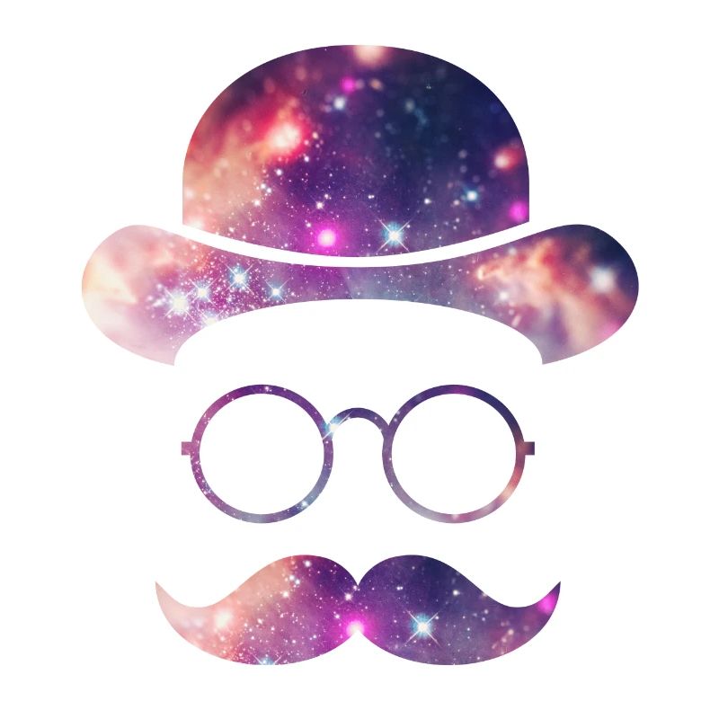 Retro Face with Moustache & Glasses / Universe