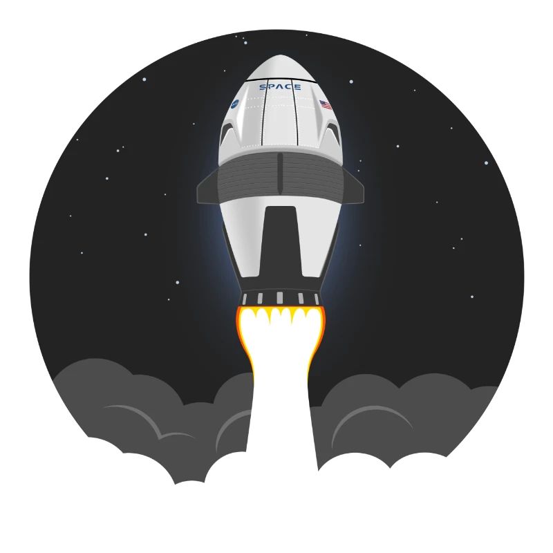 Space shuttle rocket flies into space