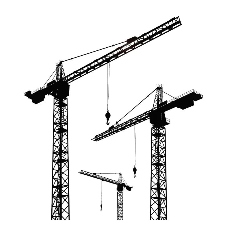 Black silhouette with construction cranes