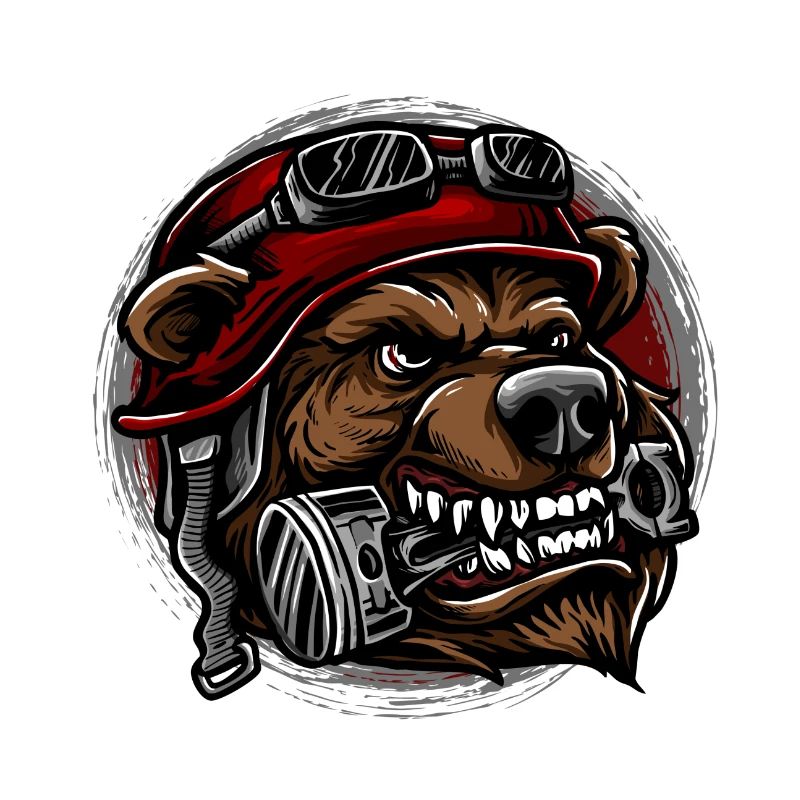 Biker bear with piston Motorcycles