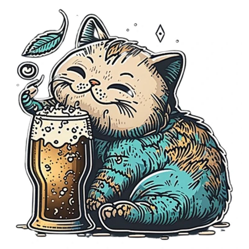 Glückliche Katzemit Bier