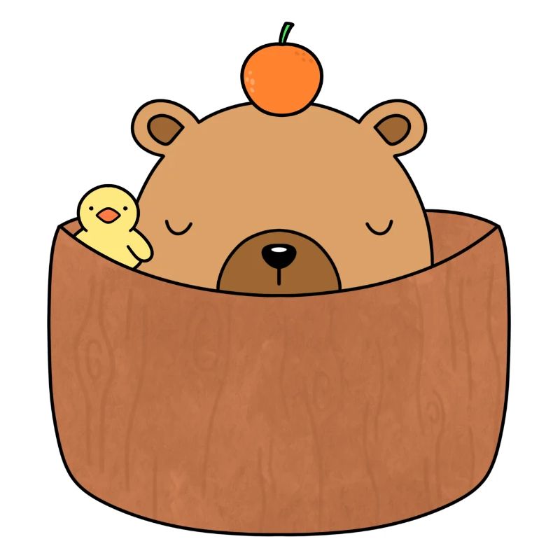Capybara mignon à la mandarine dans le bain avec caneton