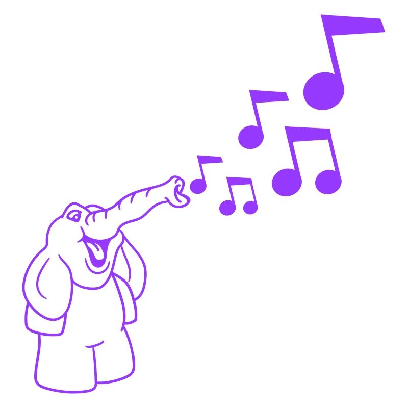 Mignon éléphant Notes de musique Trompe Sifflets Partitions