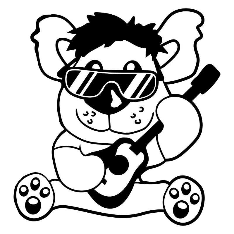 Sitzender Teddy Bär Spielt Süß Gitarre Gitarrist