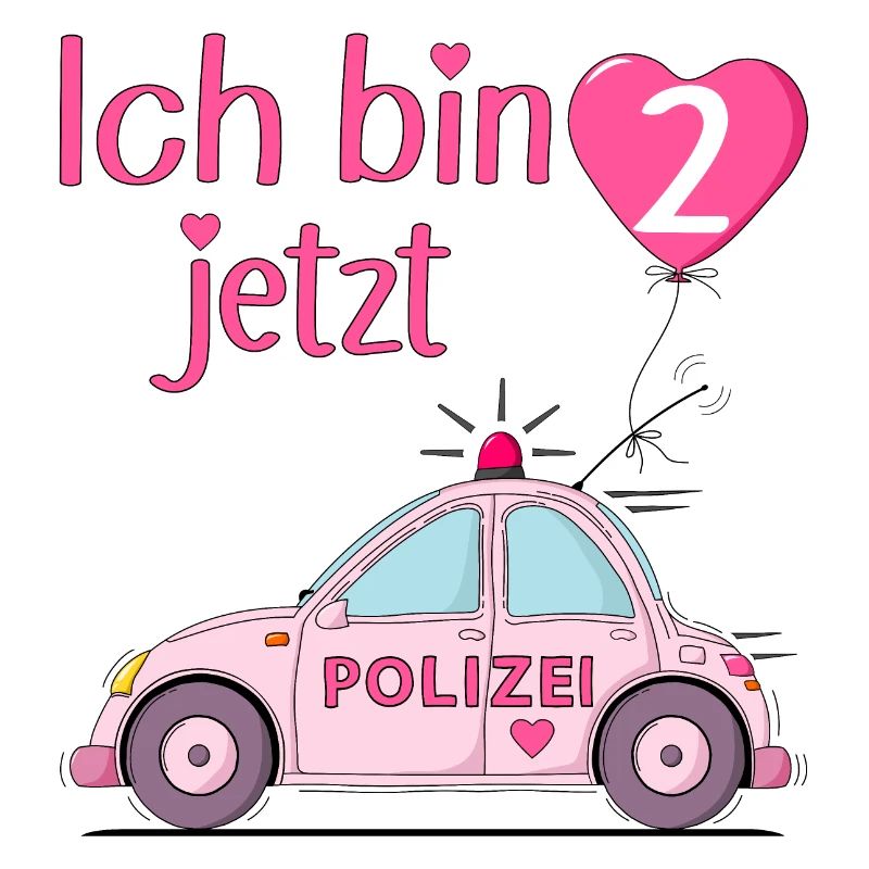 Polizeiauto Ich bin jetzt 2 Geburtstag Rosa