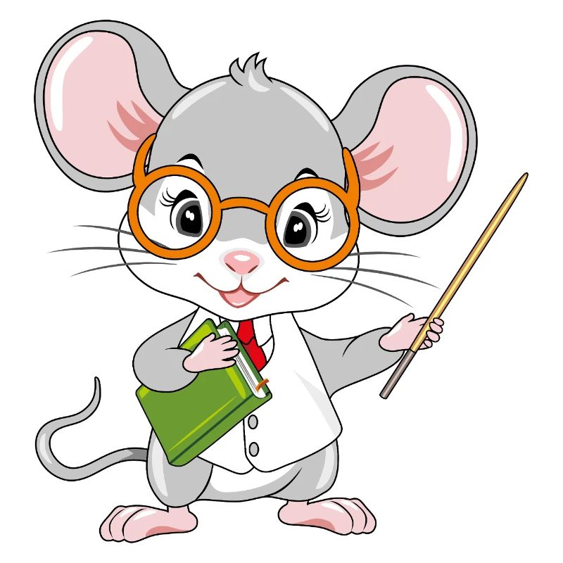Smart little mouse teacher with a pointer