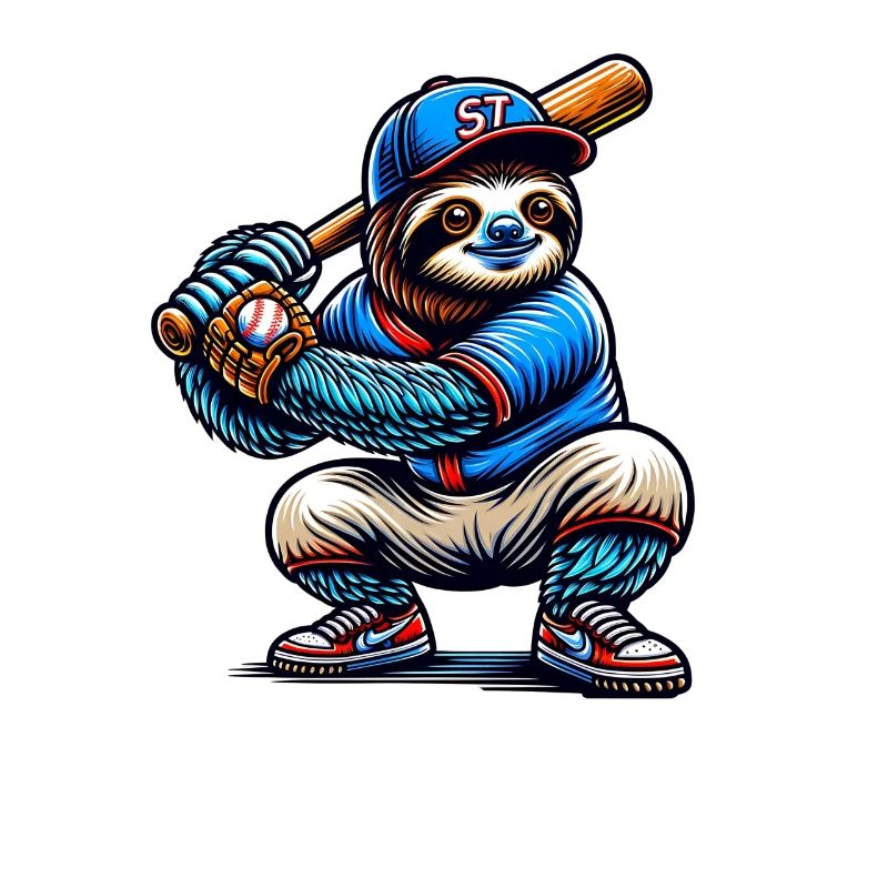 Cool Sloth Baseball Player