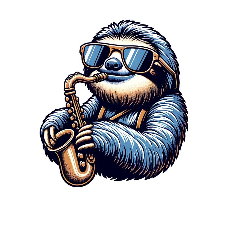 Cool Sloth Saxophonist Jazz Design