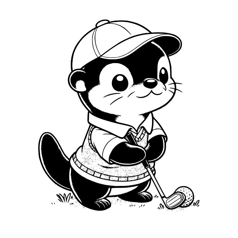 Otter Golf Silhouette Funny Golfer