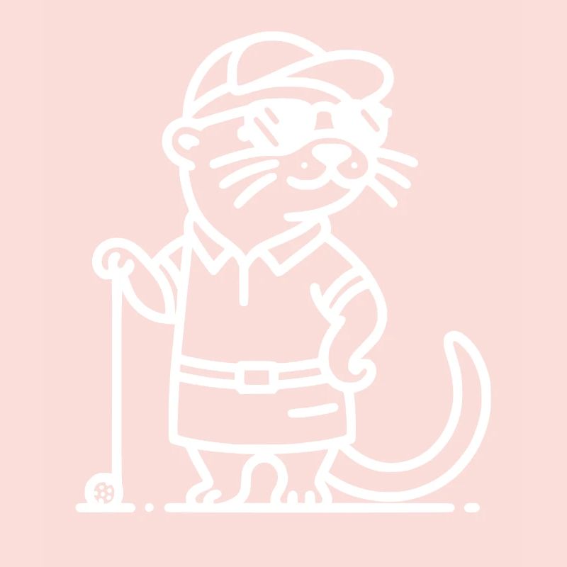 Funny Otter Golf Golfer Silhouette White