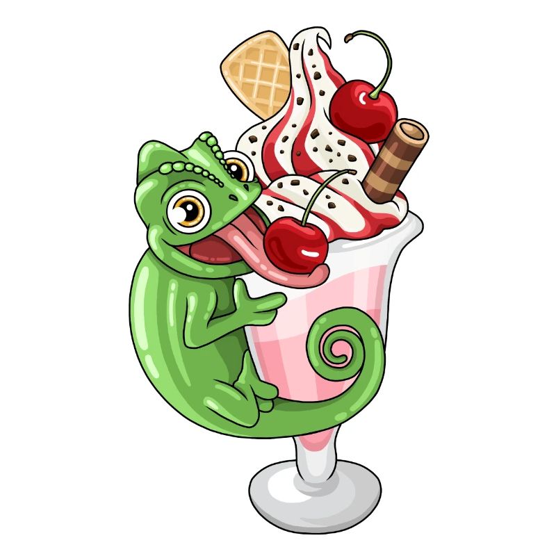 Ice cream cups with chameleon