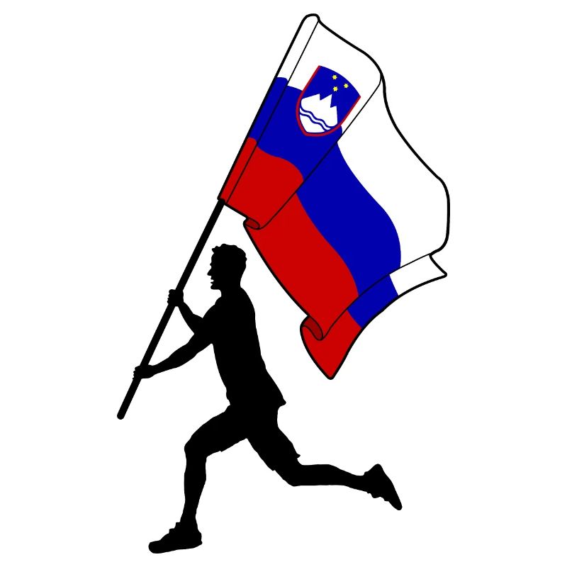 Flagge Slowenien Mann läuft