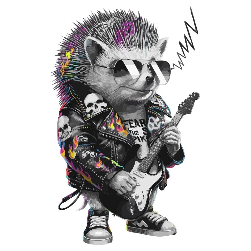 Punkig Igel mit E-Gitarre