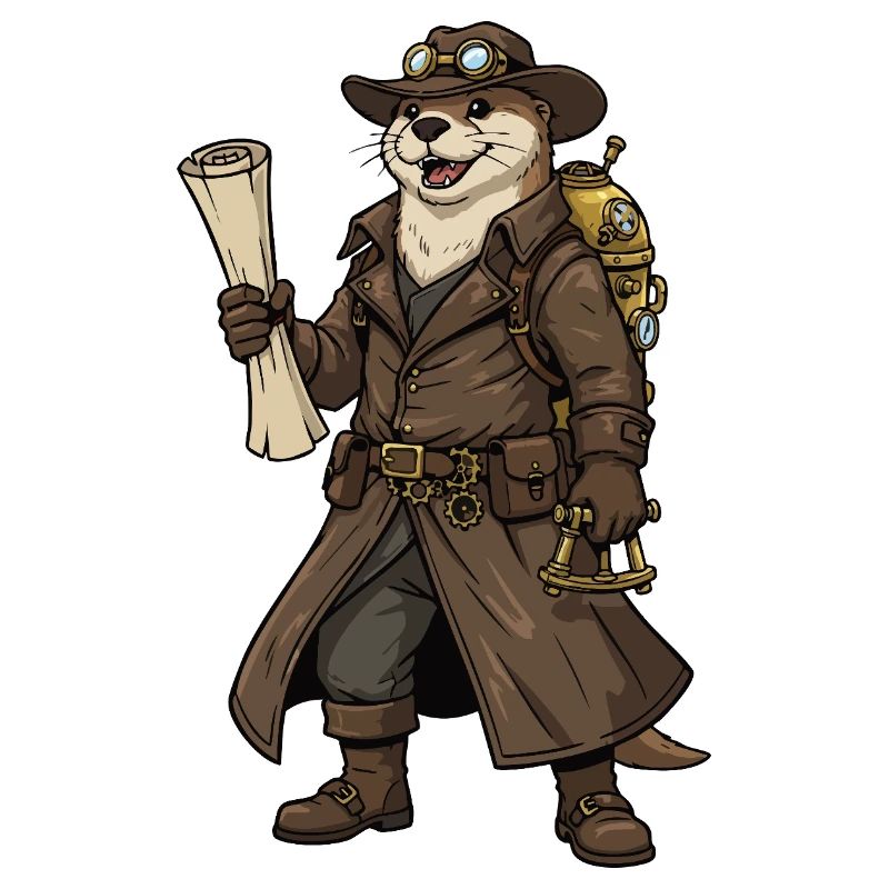 Otter Explorer Steampunk Retro-Kartograph