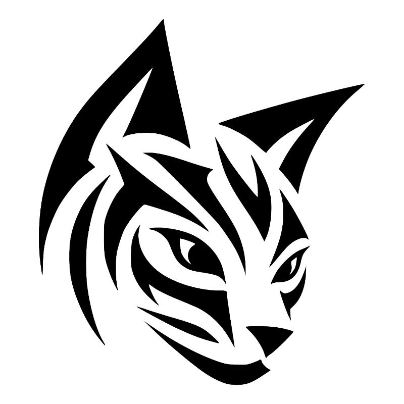 Tête de chat dans la conception graphique de tatouage tribal