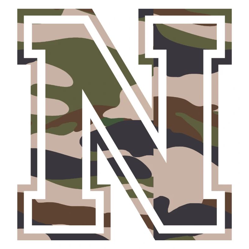 N, Monogramme, Camouflage Vert-Marron