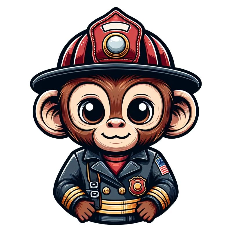 Cute Monkey Firefighter