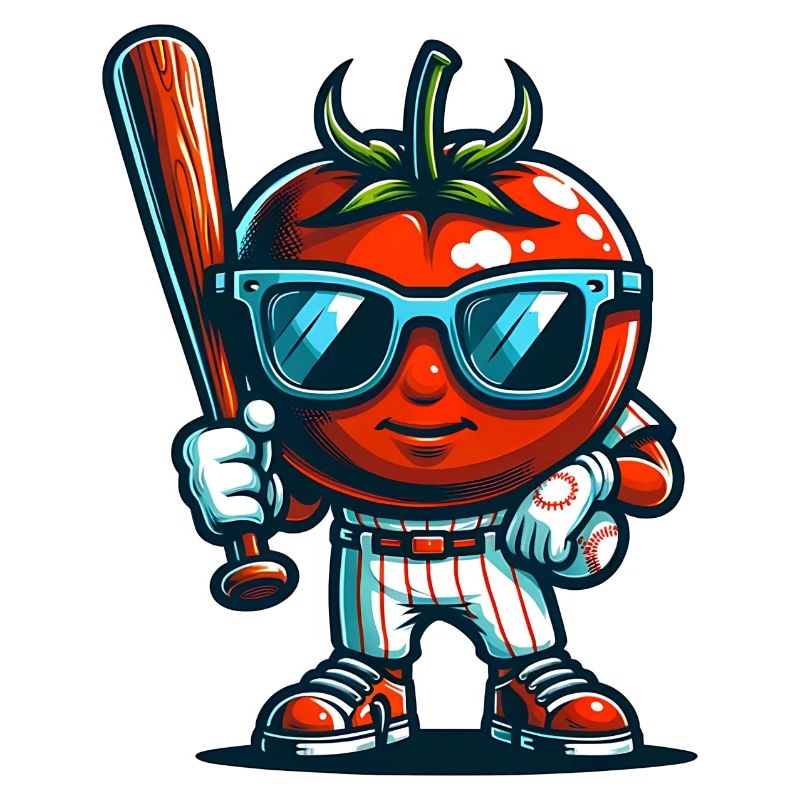 Cool tomato baseball player illustration avec